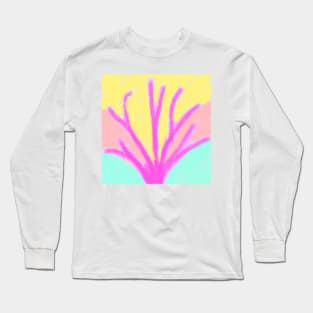 Pink yellow green watercolor abstract art Long Sleeve T-Shirt